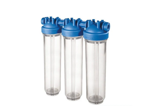 PORTAFILTRO TRIO TRANSPARENTE DP BIG 20 TRIO 1 1/2" NPT IN TS, PORTAFILTROS