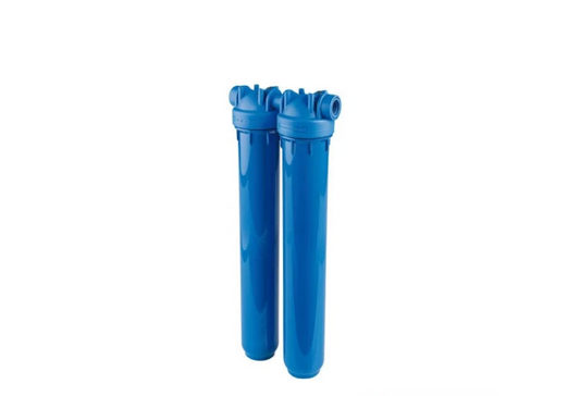 PORTAFILTRO DOBLE AZUL DP 20 DUO 3/4" 1" NPT IN AB, PORTAFILTROS
