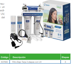 Equipo Bajo Tarja Purificador de Agua Doméstico 607660, puntos de uso