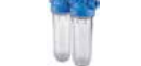 PORTAFILTRO DOBLE TRANSPARENTE DP 20 DUO 3/4" 1"  NPT IN TS, PORTAFILTROS