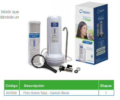 Sistema Sobre Tarja Purificador de Agua Doméstico 607658, puntos de uso
